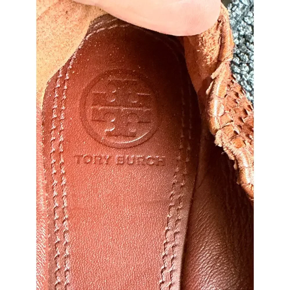 Tory Burch 7.5 Reva York Snake Print Leather Ballet Flats